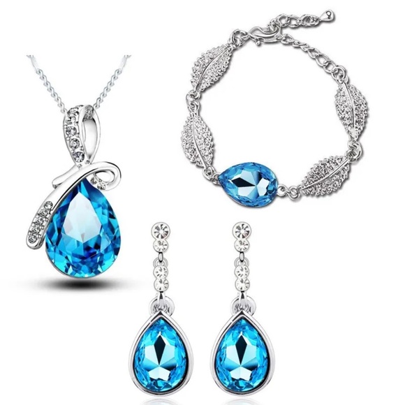 **SONNET* 4-Pc Silver x Blue Fashion Jewelry Set - Picture 1 of 8